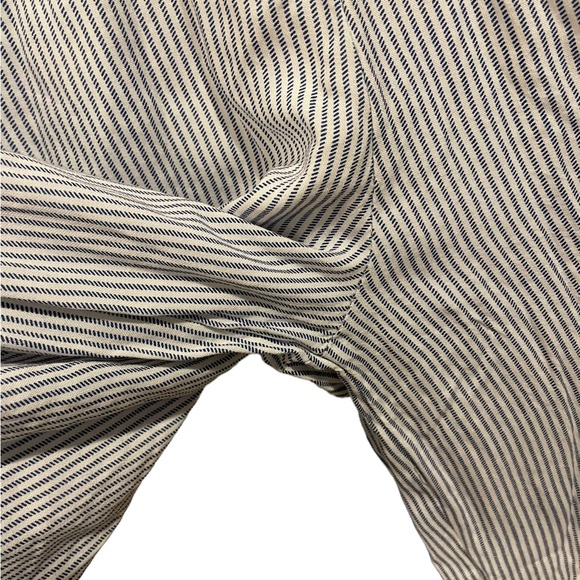 Japna Blue White Pin Striped Embroidered Empire Waist Wide Leg Casual Jumpsuit - Picture 4 of 7